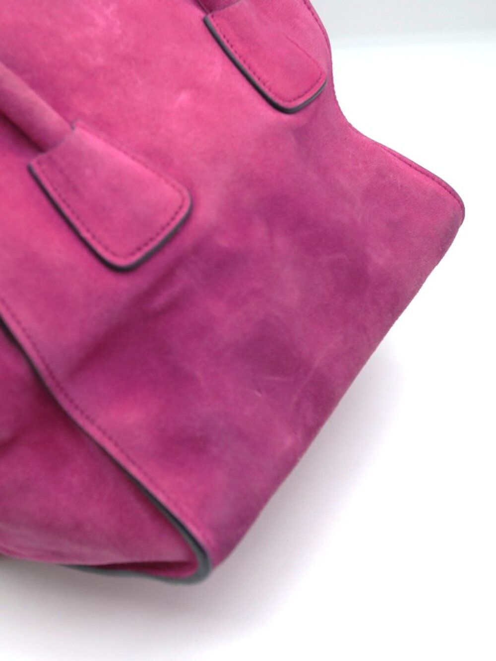 Prada Scamosciato Twin Pocket Tote Pink Suede Leather Shoulder Bag - Picture 7 of 15